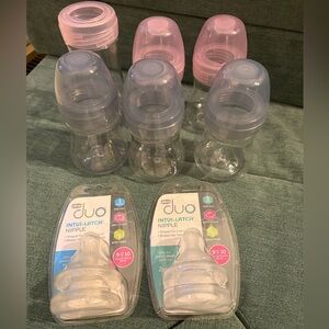 EUC 6 Chicco Duo Baby Bottles - 5 small 1 large & new unopened bottle nipples
